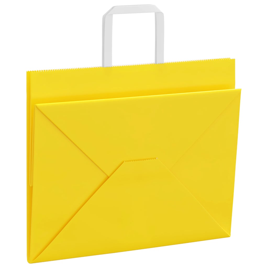 vidaXL Torby papierowe 250 szt. z uchwytami żółte 32x22x24 cm