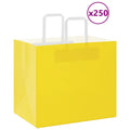 vidaXL Torby papierowe 250 szt. z uchwytami żółte 32x22x28 cm