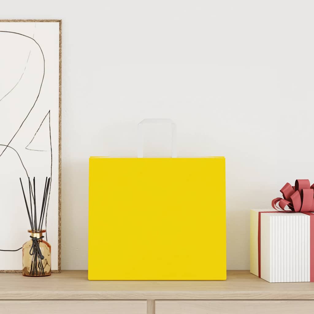 vidaXL Torby papierowe 250 szt. z uchwytami żółte 32x22x28 cm