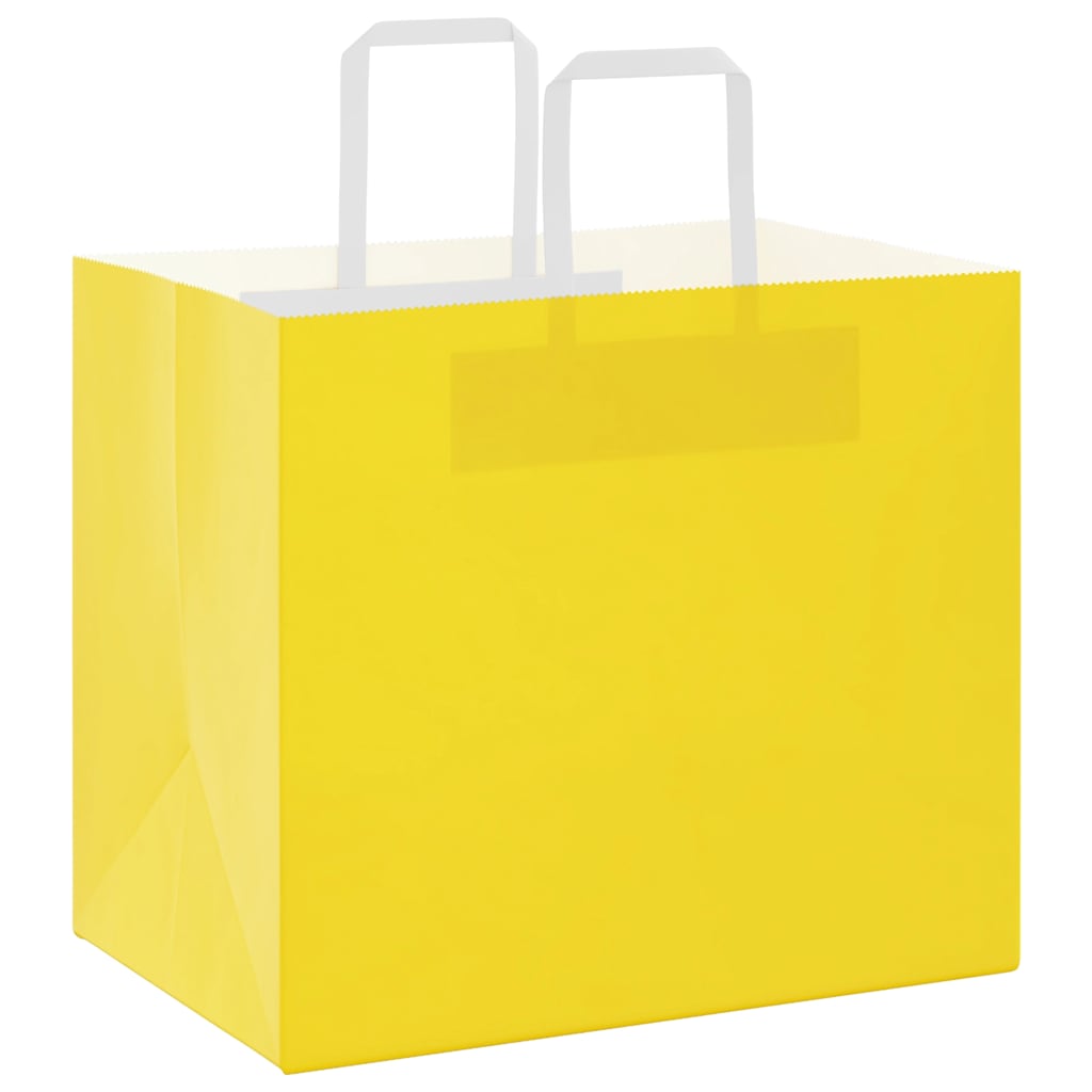vidaXL Torby papierowe 250 szt. z uchwytami żółte 32x22x28 cm