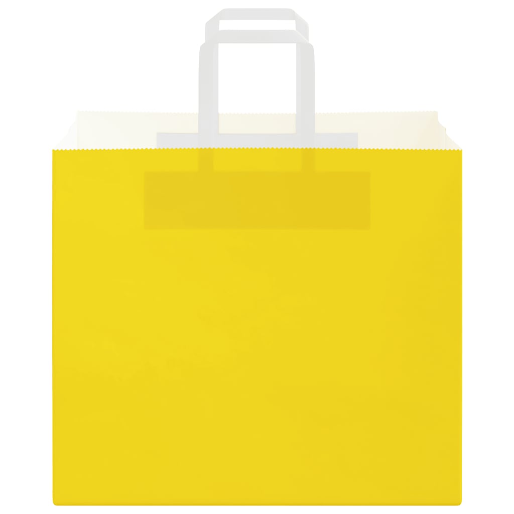 vidaXL Torby papierowe 250 szt. z uchwytami żółte 32x22x28 cm
