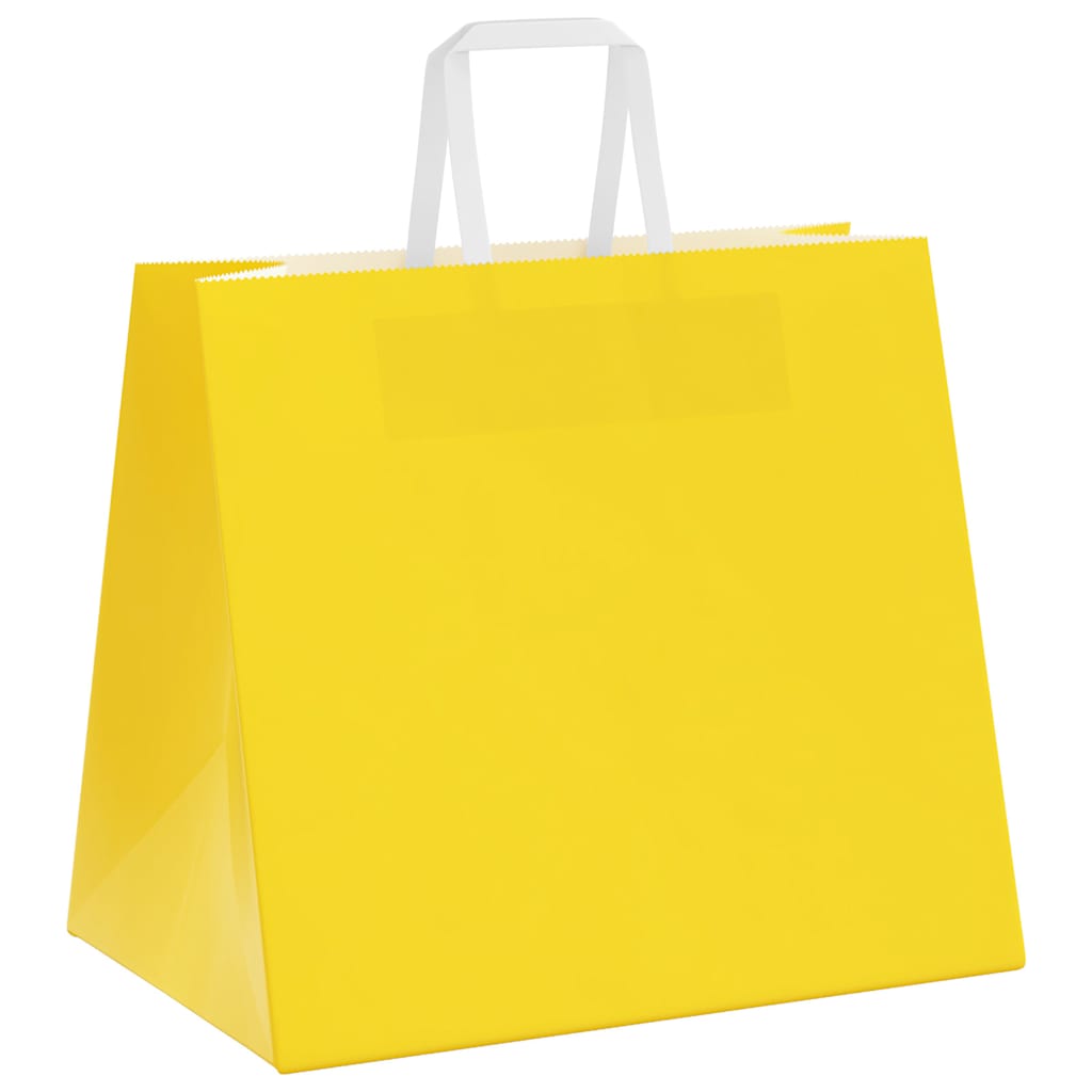 vidaXL Torby papierowe 250 szt. z uchwytami żółte 32x22x28 cm