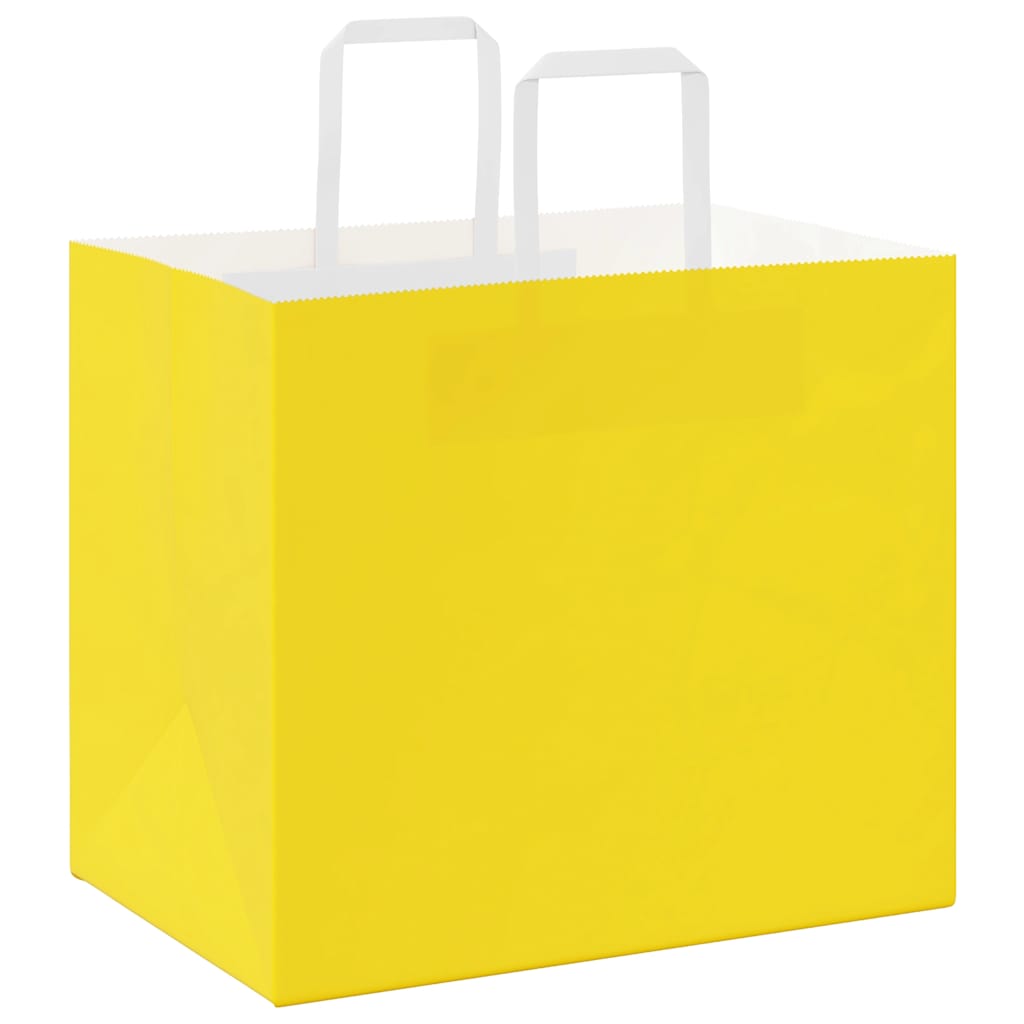 vidaXL Torby papierowe 250 szt. z uchwytami żółte 32x22x28 cm