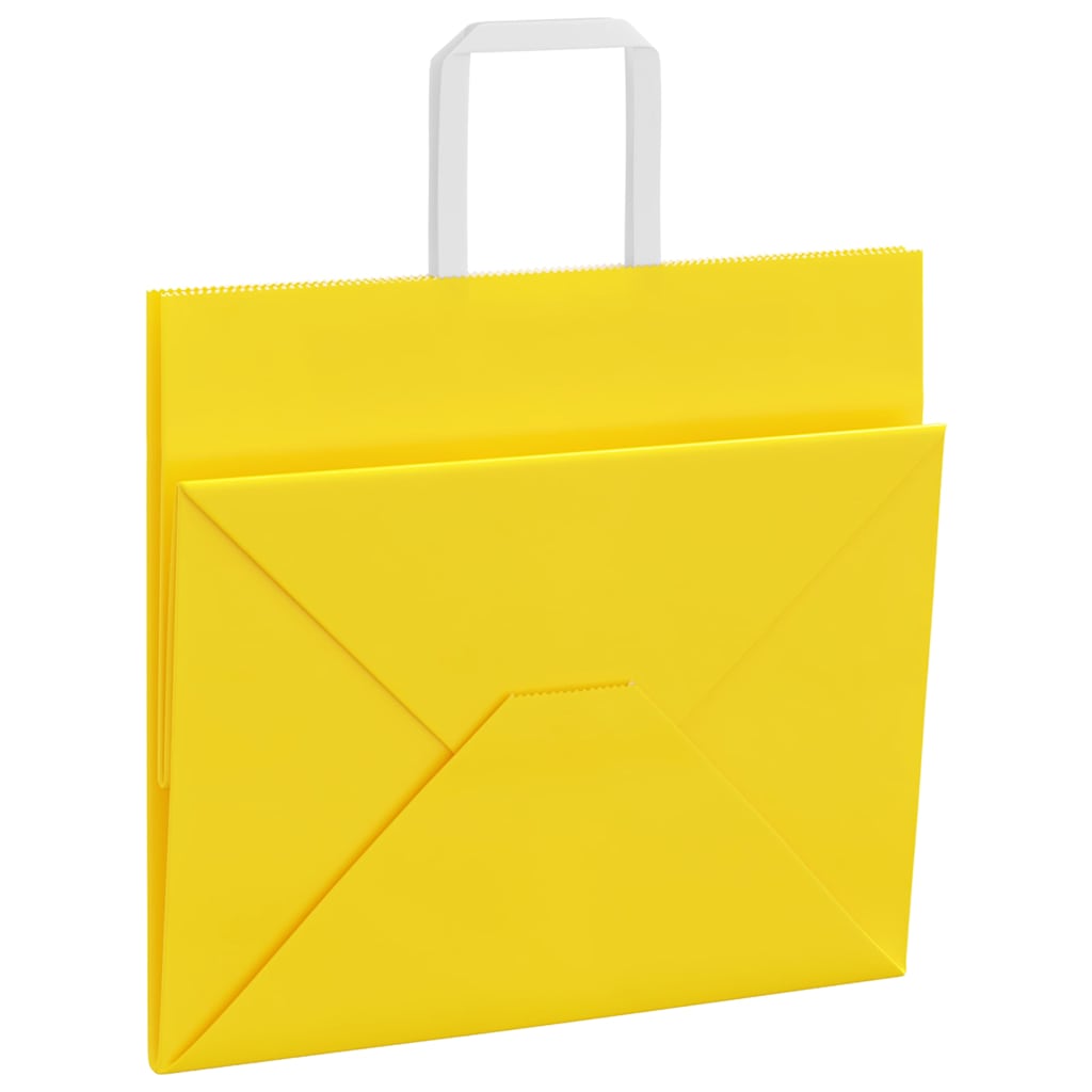 vidaXL Torby papierowe 250 szt. z uchwytami żółte 32x22x28 cm