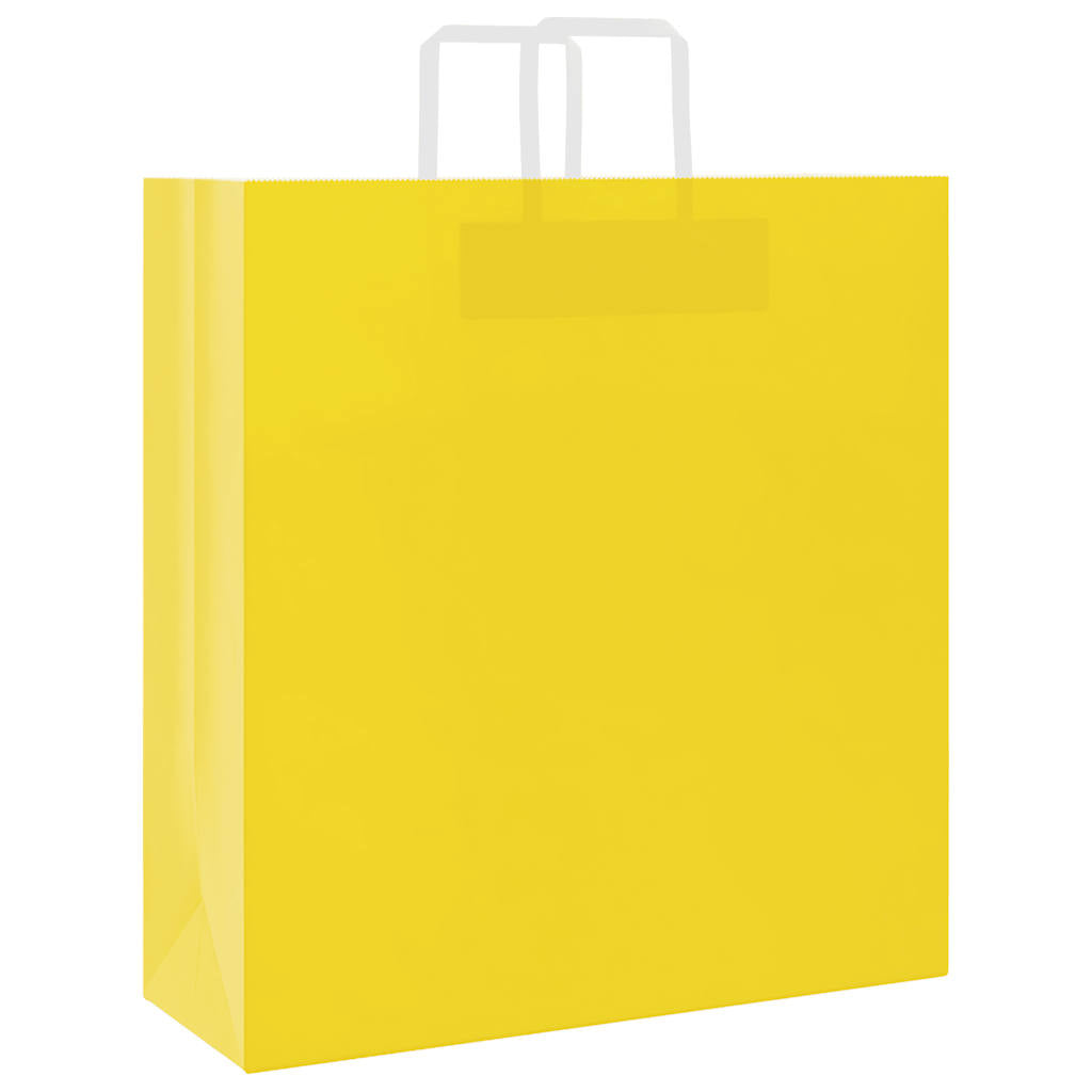 vidaXL Torby papierowe 250 szt. z uchwytami żółte 45x17x48 cm