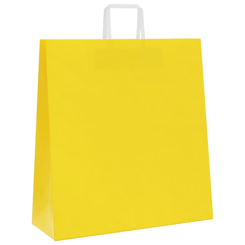 vidaXL Torby papierowe 250 szt. z uchwytami żółte 45x17x48 cm
