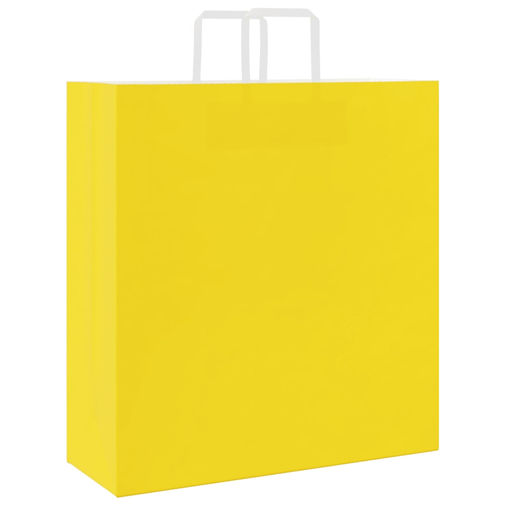 vidaXL Torby papierowe 250 szt. z uchwytami żółte 45x17x48 cm