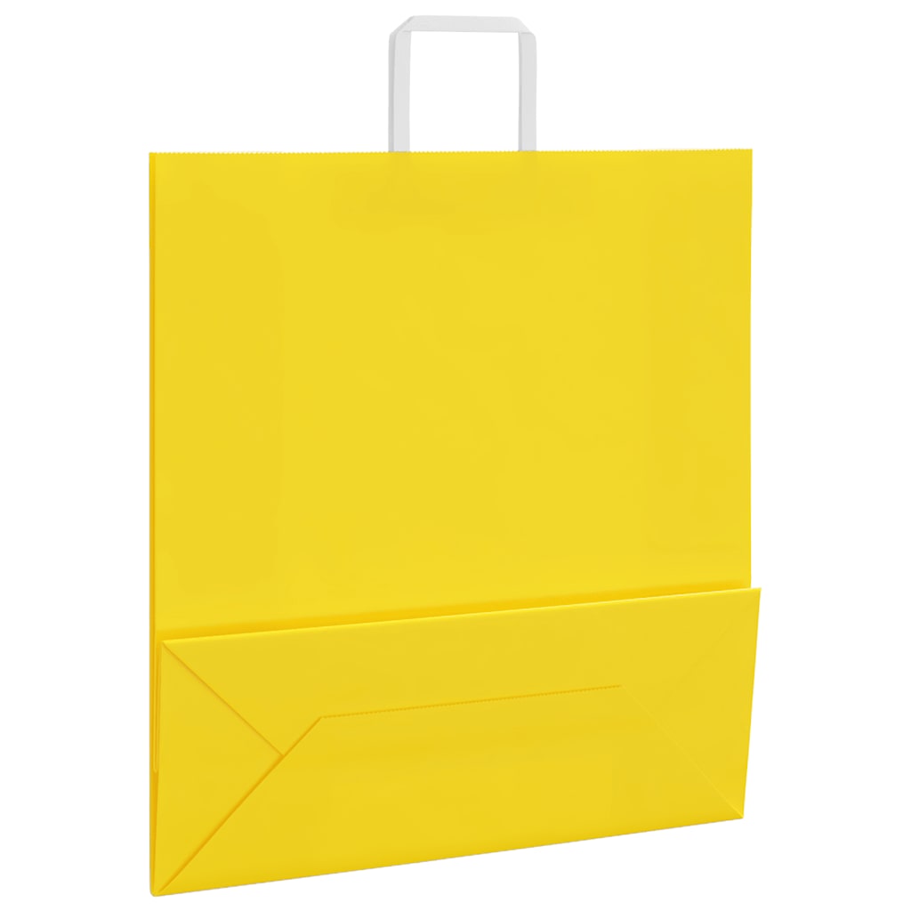vidaXL Torby papierowe 250 szt. z uchwytami żółte 45x17x48 cm