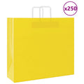vidaXL Torby papierowe 250 szt. z uchwytami żółte 54x15x49 cm