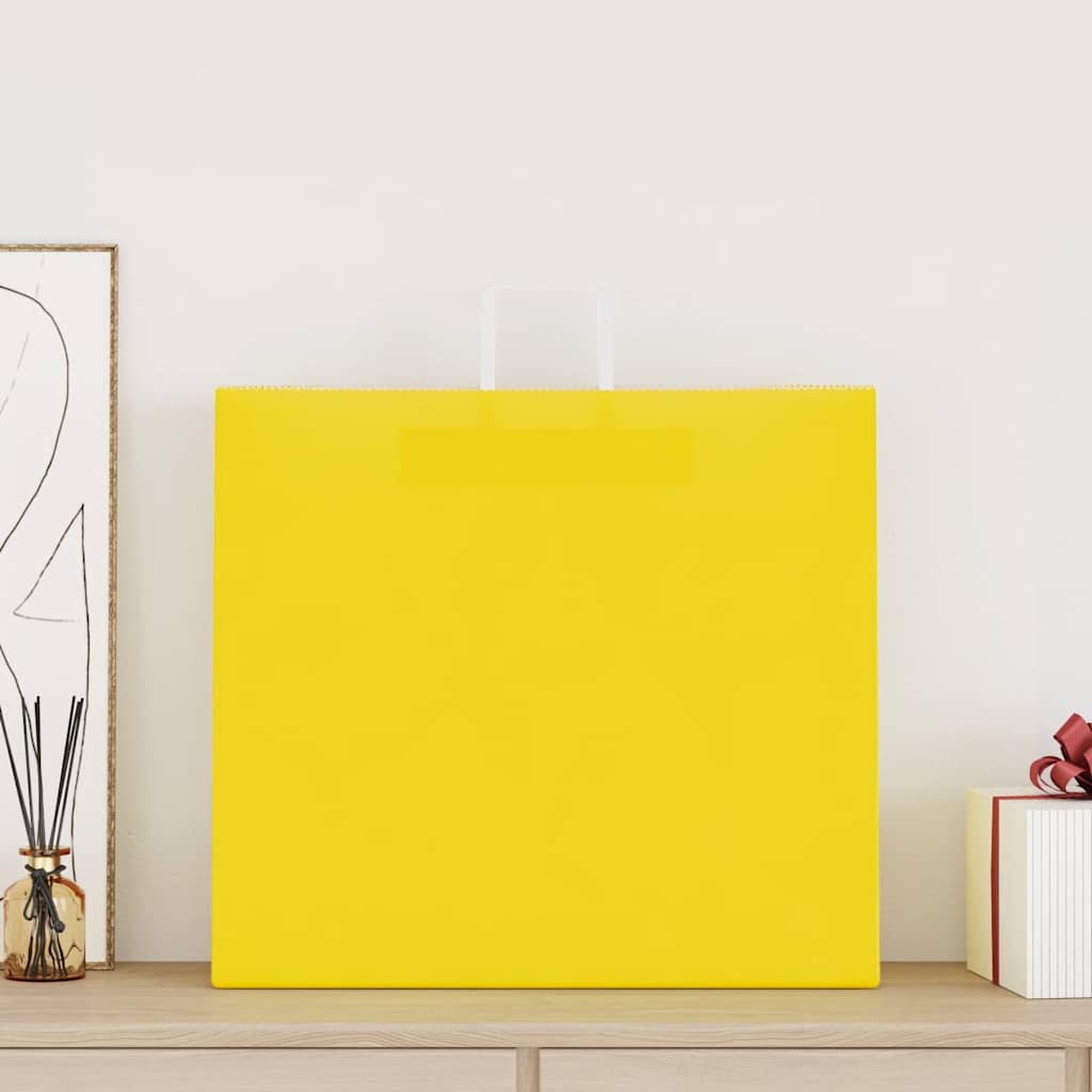 vidaXL Torby papierowe 250 szt. z uchwytami żółte 54x15x49 cm