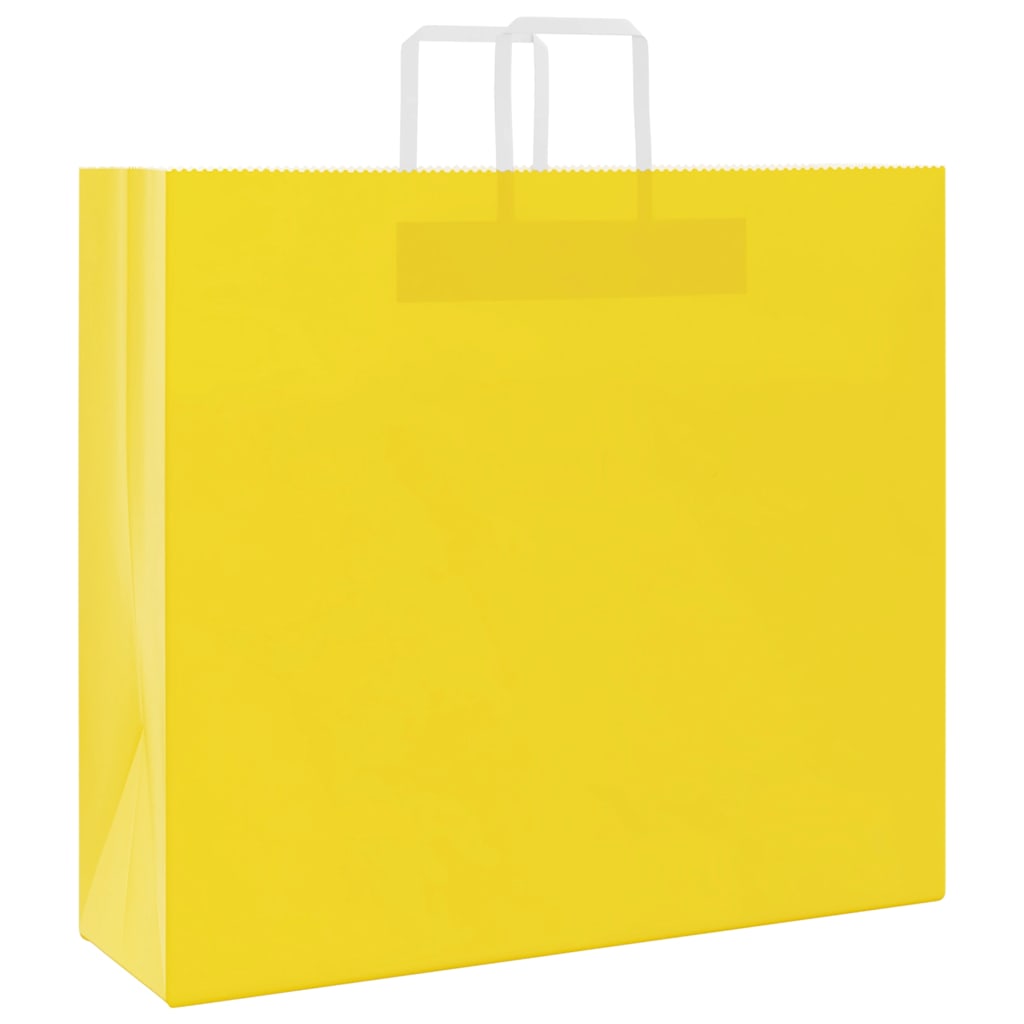 vidaXL Torby papierowe 250 szt. z uchwytami żółte 54x15x49 cm