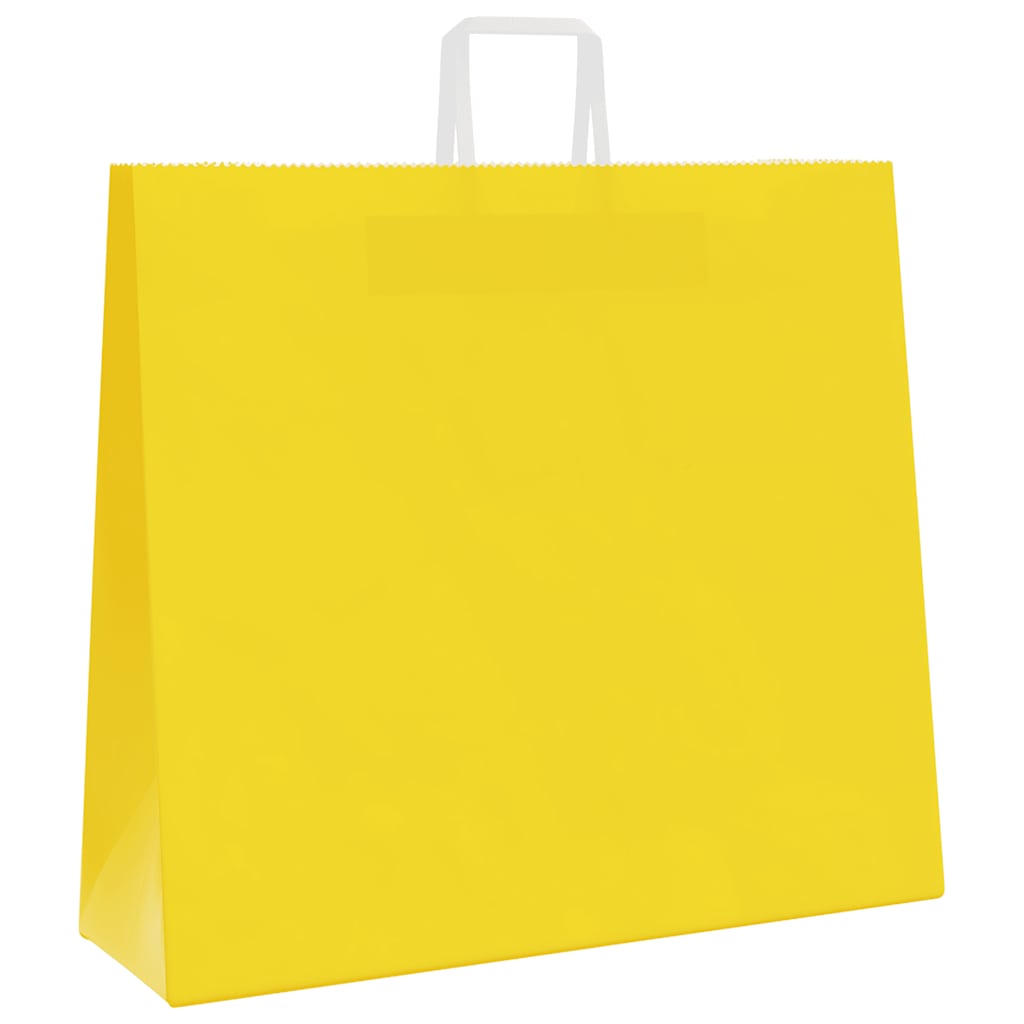 vidaXL Torby papierowe 250 szt. z uchwytami żółte 54x15x49 cm