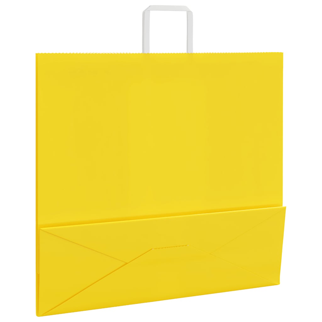 vidaXL Torby papierowe 250 szt. z uchwytami żółte 54x15x49 cm