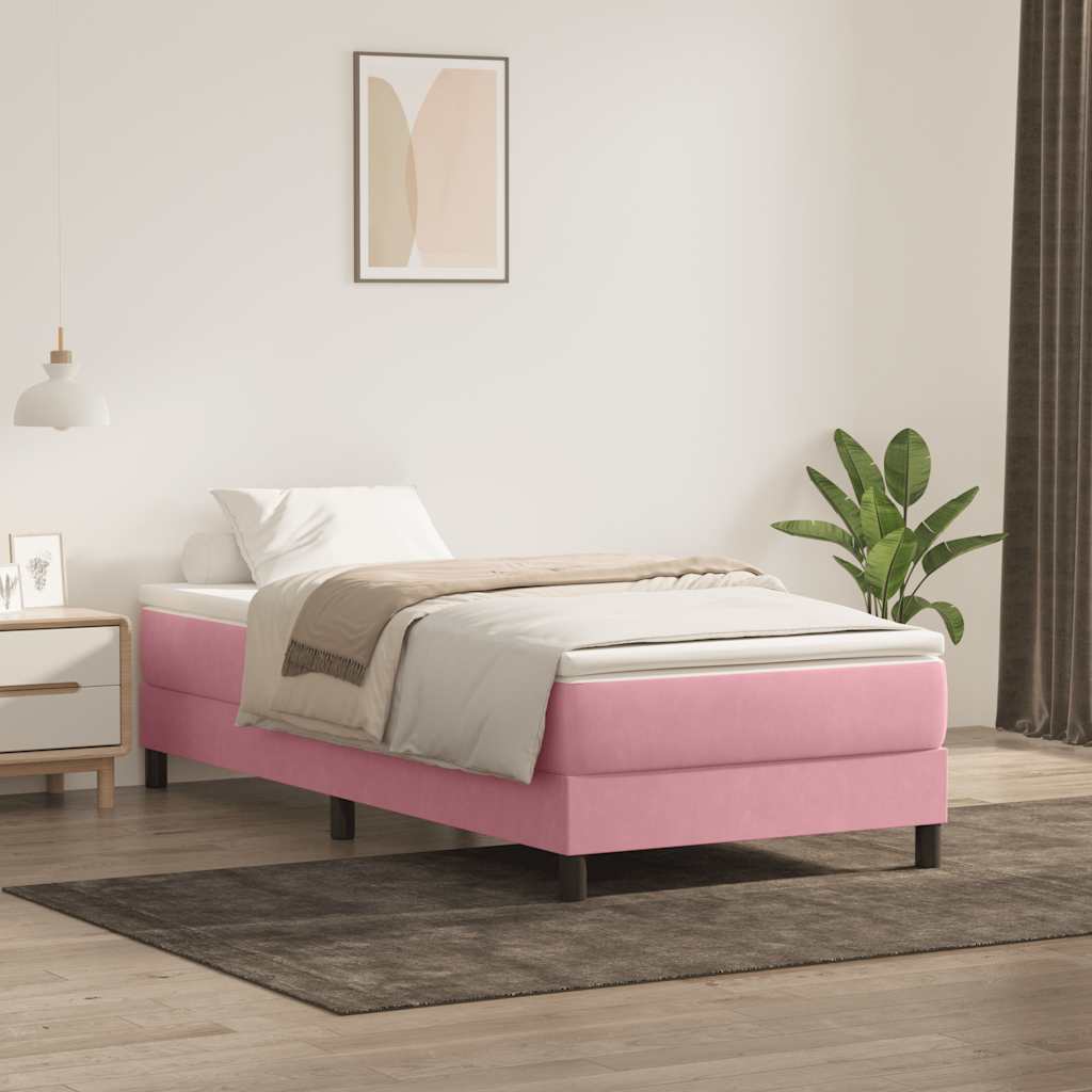 vidaXL Łóżko Box Spring bez materaca Różowe 80x210 cm Aksamit