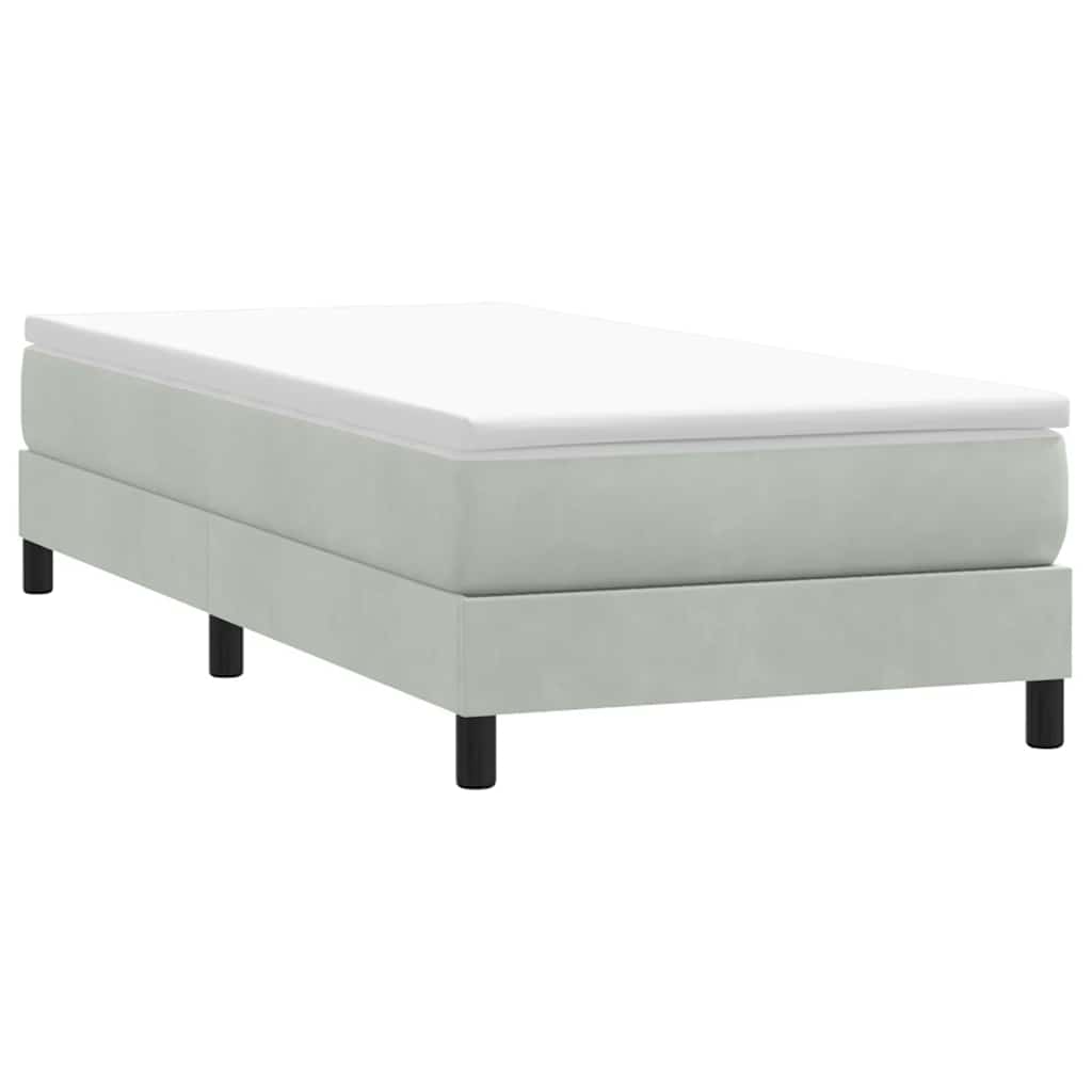 vidaXL Łóżko Box Spring bez materaca Jasnoszary 90x210 cm Aksamit