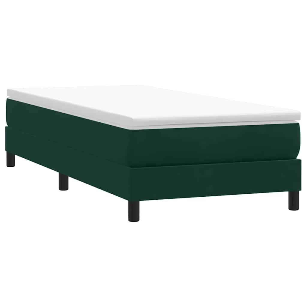vidaXL Łóżko typu Box Spring bez materaca Ciemnozielone 90x210 cm