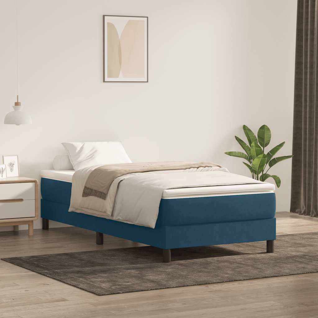vidaXL Łóżko typu Box Spring bez materaca Ciemnoniebieskie 90x210 cm