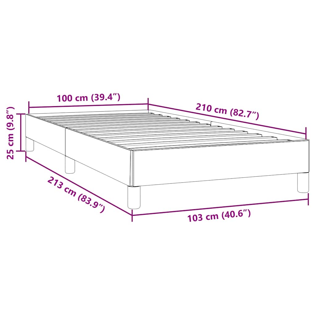 vidaXL Łóżko typu Box Spring bez materaca Ciemnoszary 100x210 cm