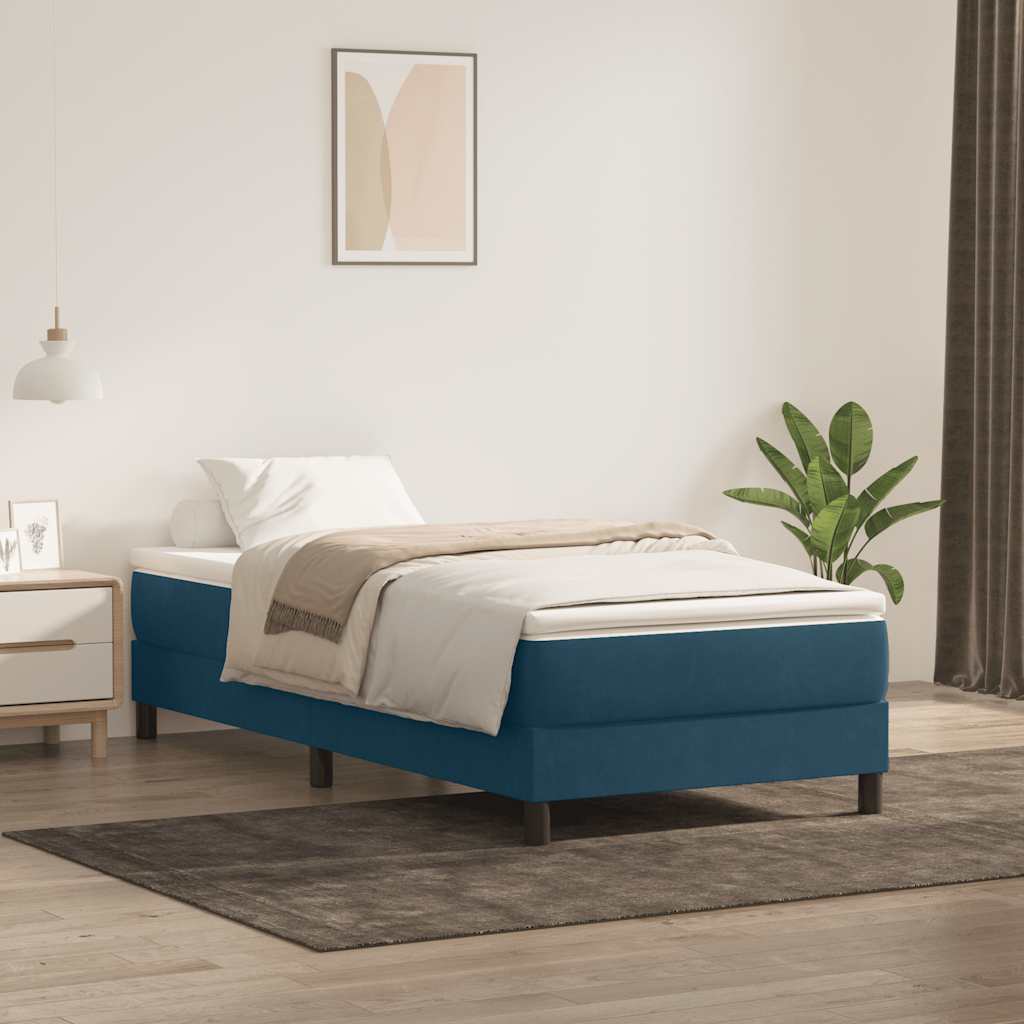 vidaXL Łóżko typu Box Spring bez materaca Ciemnoniebieskie 100x210 cm