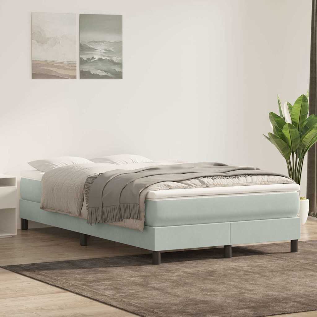 vidaXL Łóżko Box Spring bez materaca Jasnoszary 120x210 cm Aksamit