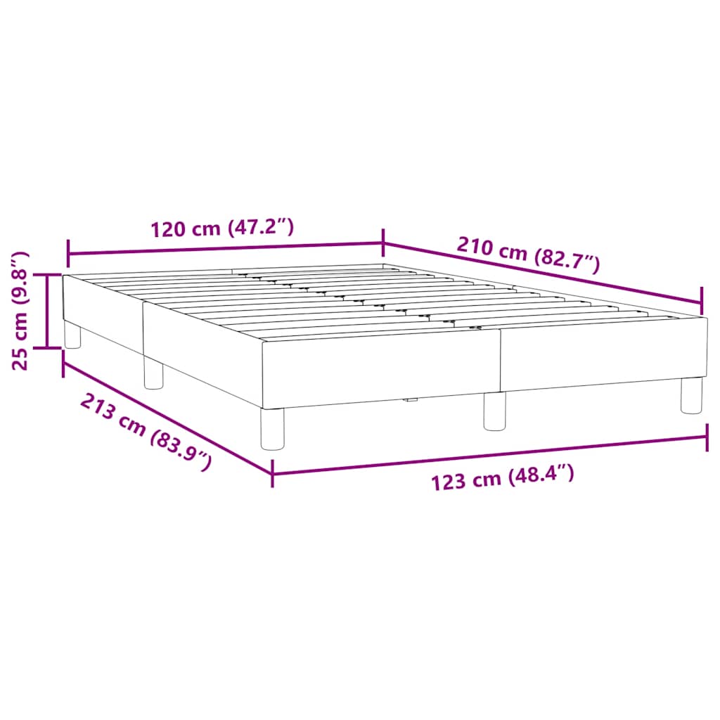 vidaXL Łóżko Box Spring bez materaca Jasnoszary 120x210 cm Aksamit
