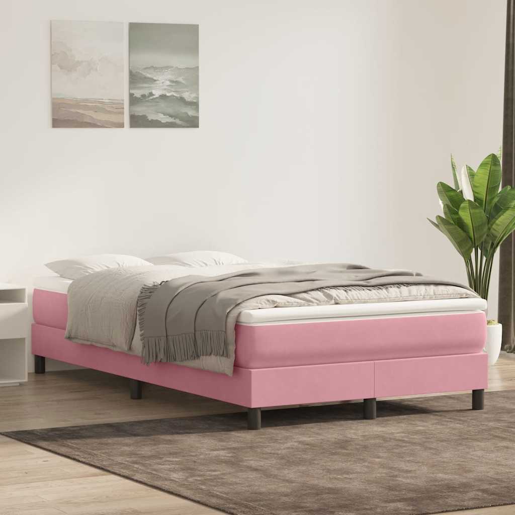 vidaXL Łóżko Box Spring bez materaca Różowe 120x210 cm Aksamit