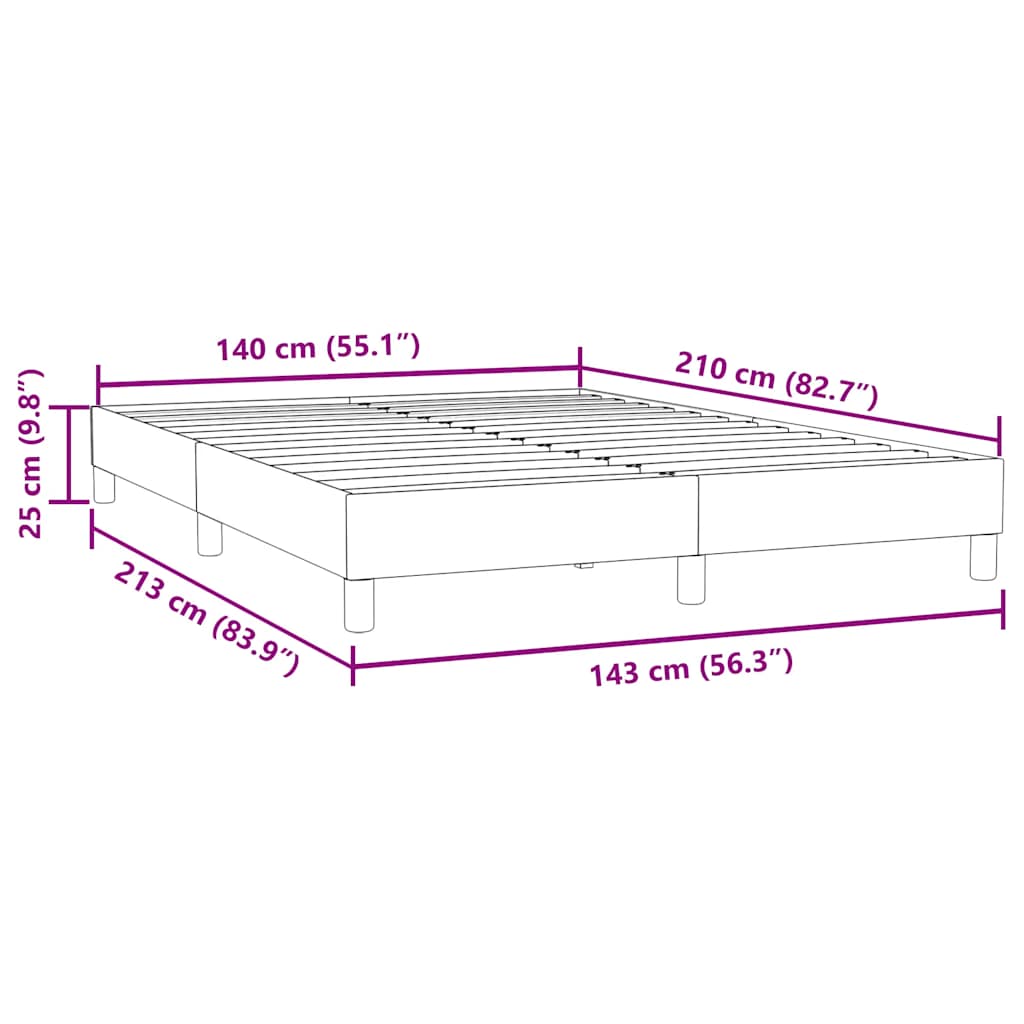 vidaXL Łóżko Box Spring bez materaca Jasnoszary 140x210 cm Aksamit