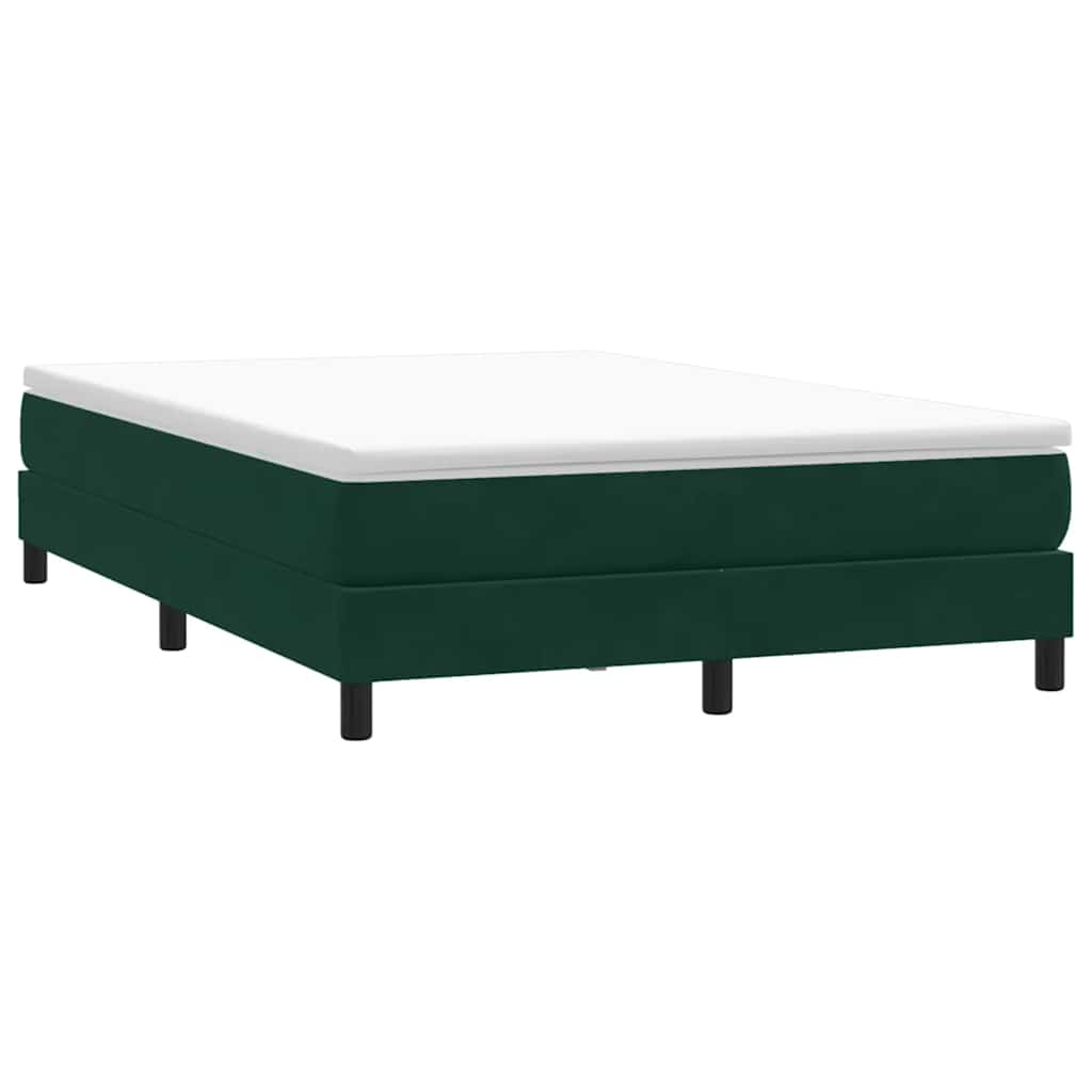 vidaXL Łóżko typu Box Spring bez materaca Ciemnozielone 140x210 cm