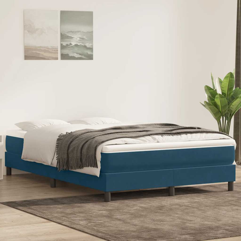 vidaXL Łóżko typu Box Spring bez materaca Ciemnoniebieskie 140x210 cm