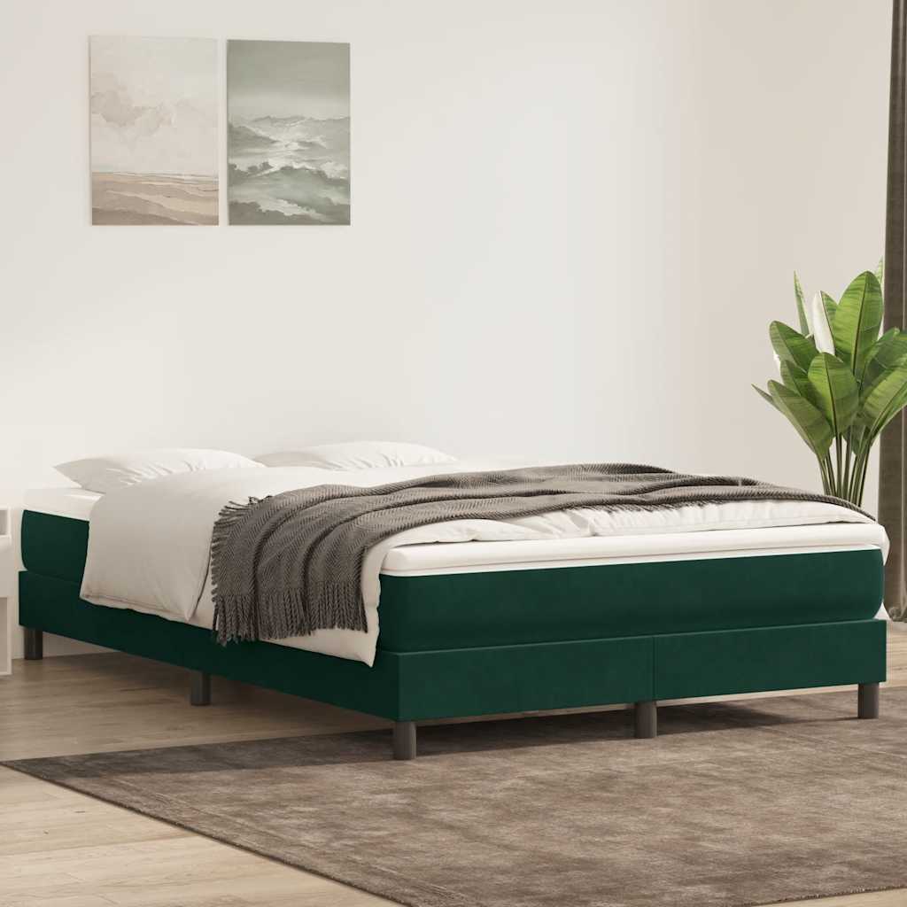 vidaXL Łóżko typu Box Spring bez materaca Ciemnozielone 160x210 cm