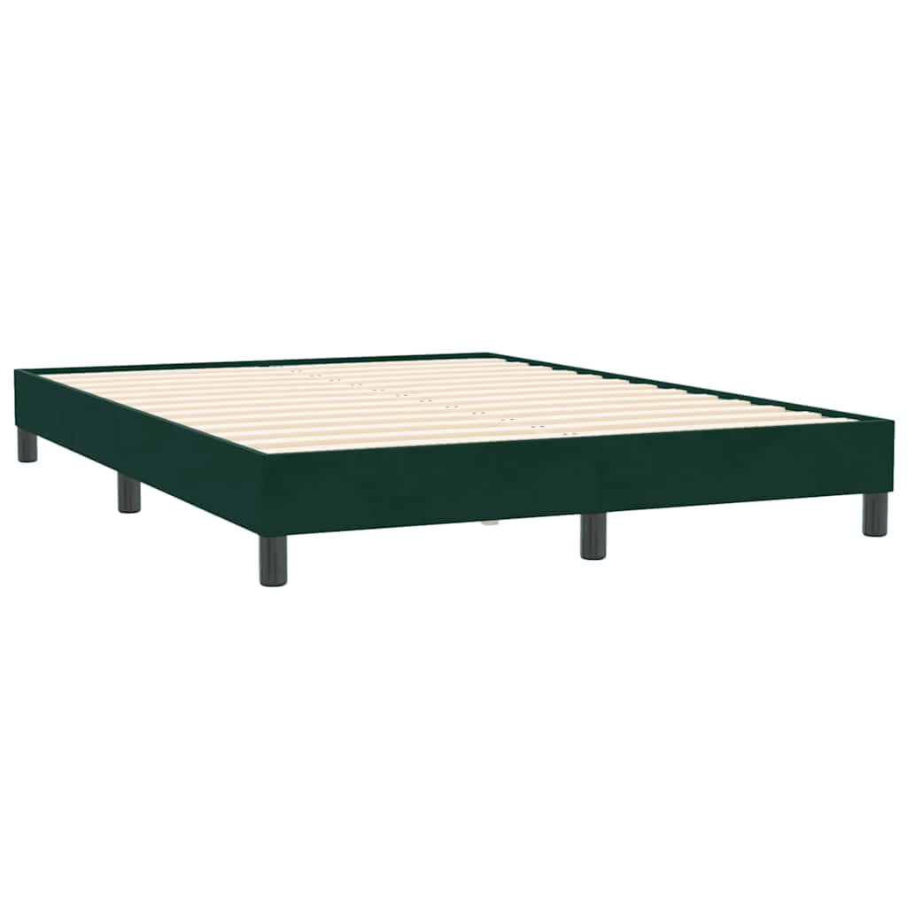 vidaXL Łóżko typu Box Spring bez materaca Ciemnozielone 160x210 cm