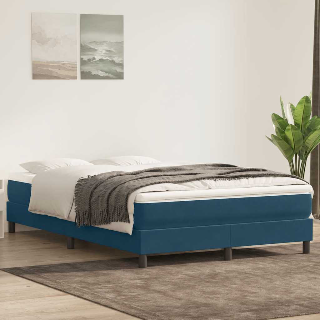 vidaXL Łóżko typu Box Spring bez materaca Ciemnoniebieskie 160x210 cm