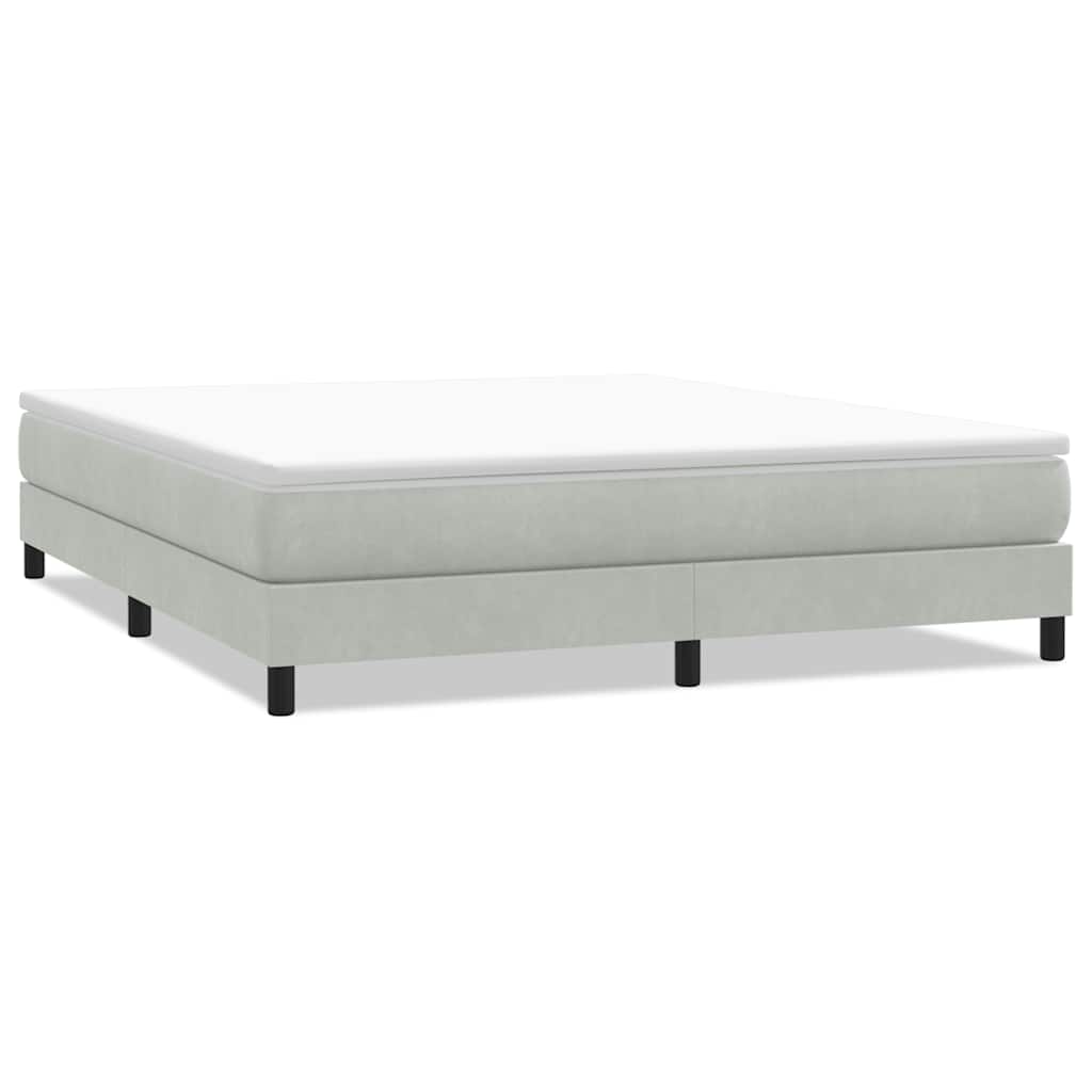 vidaXL Łóżko typu Box Spring bez materaca Jasnoszary 180x210cm Aksamit