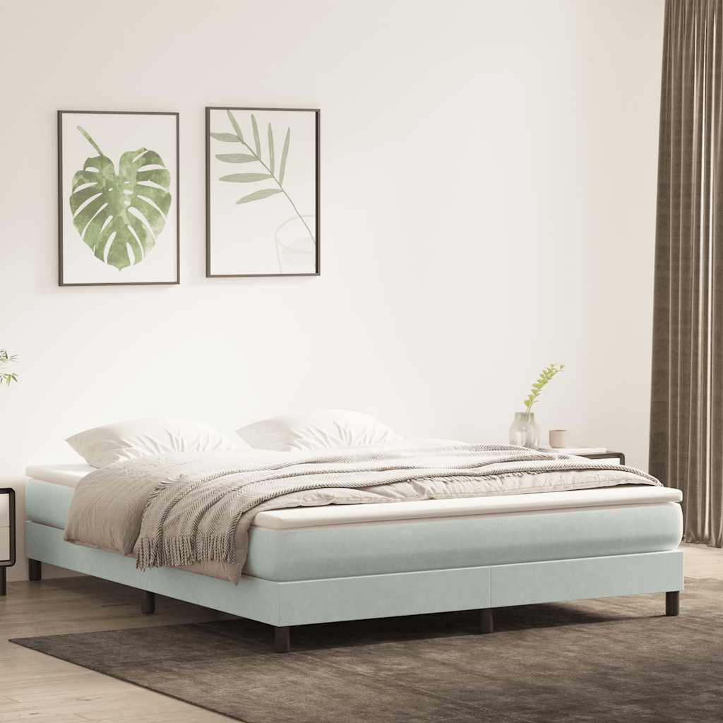 vidaXL Łóżko typu Box Spring bez materaca Jasnoszary 180x210cm Aksamit