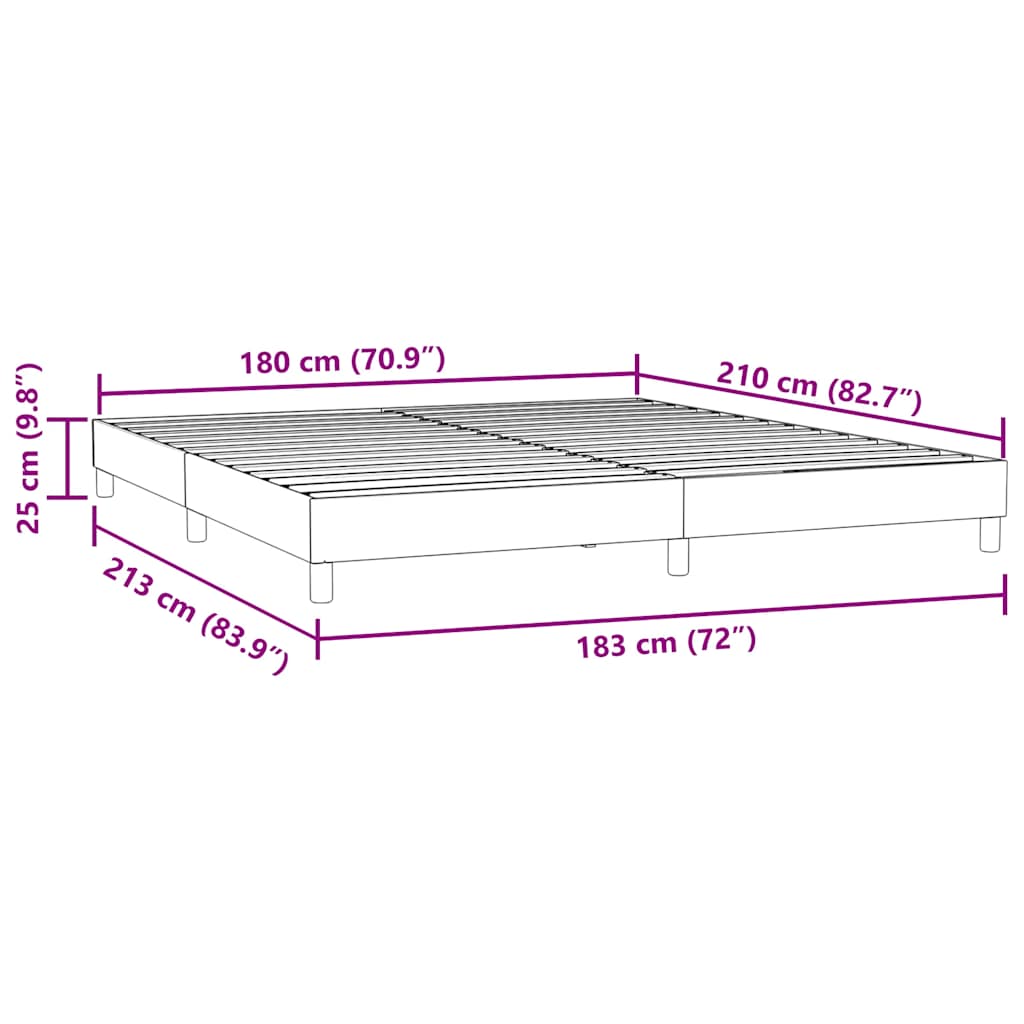 vidaXL Łóżko typu Box Spring bez materaca Jasnoszary 180x210cm Aksamit