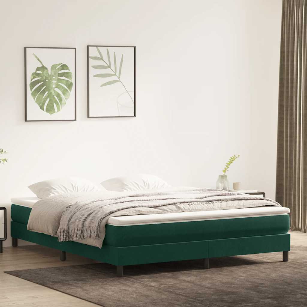 vidaXL Łóżko typu Box Spring bez materaca Ciemnozielone 180x210 cm