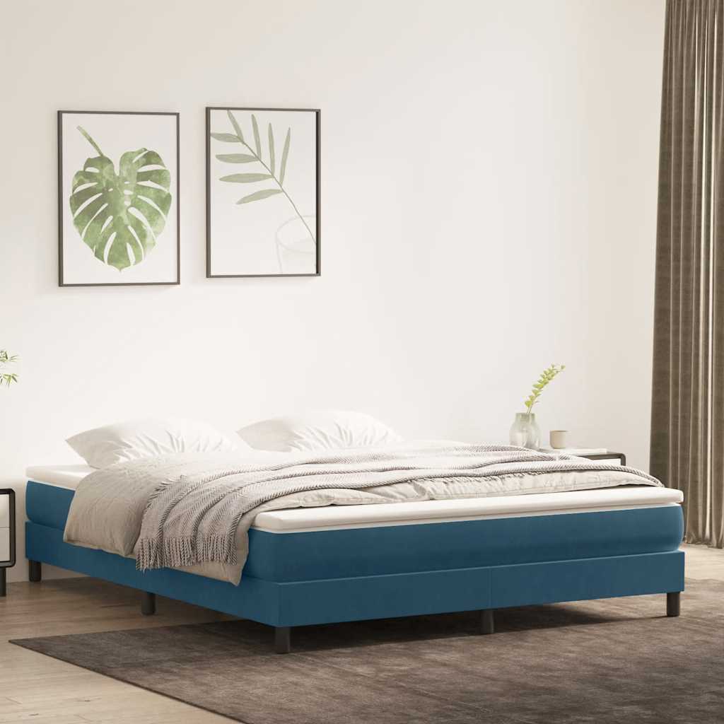 vidaXL Łóżko typu Box Spring bez materaca Ciemnoniebieskie 180x210 cm