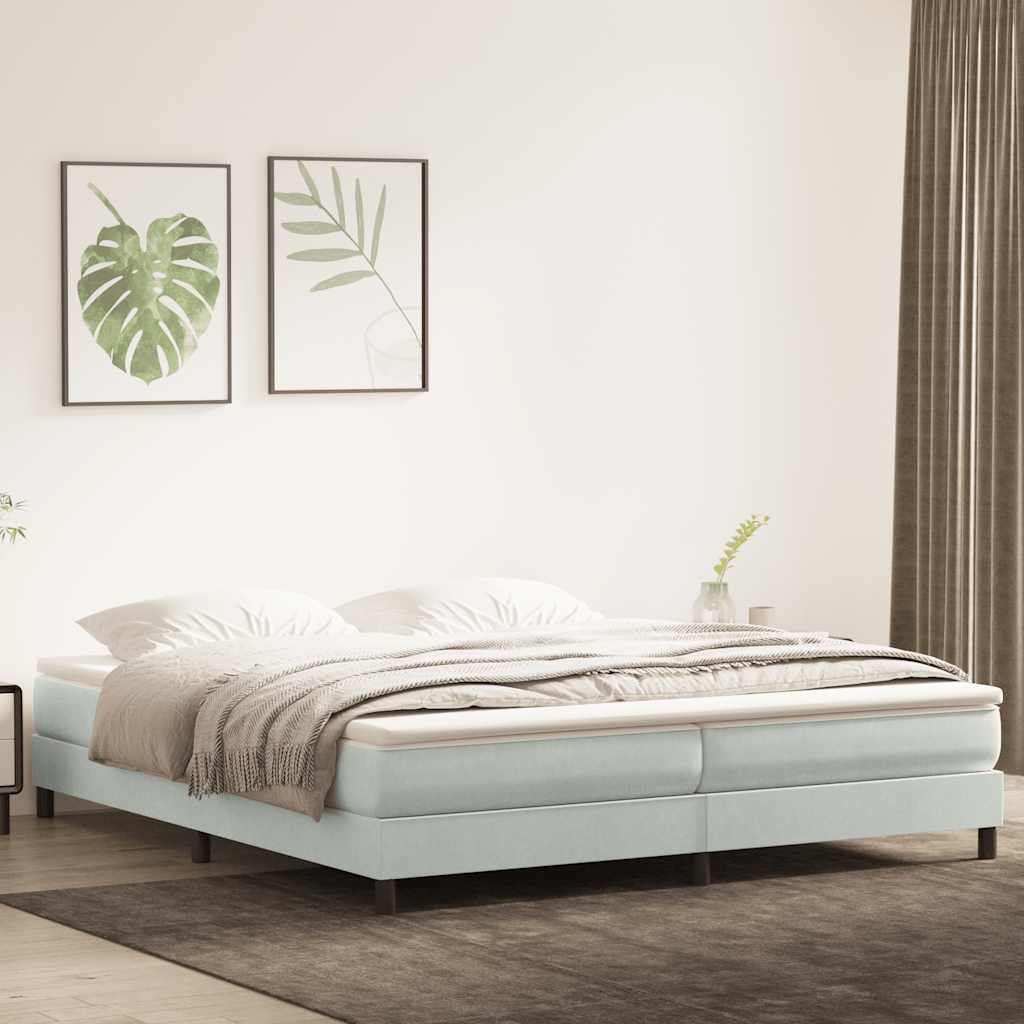 vidaXL Łóżko Box Spring bez materaca Jasnoszary 200x210 cm Aksamit