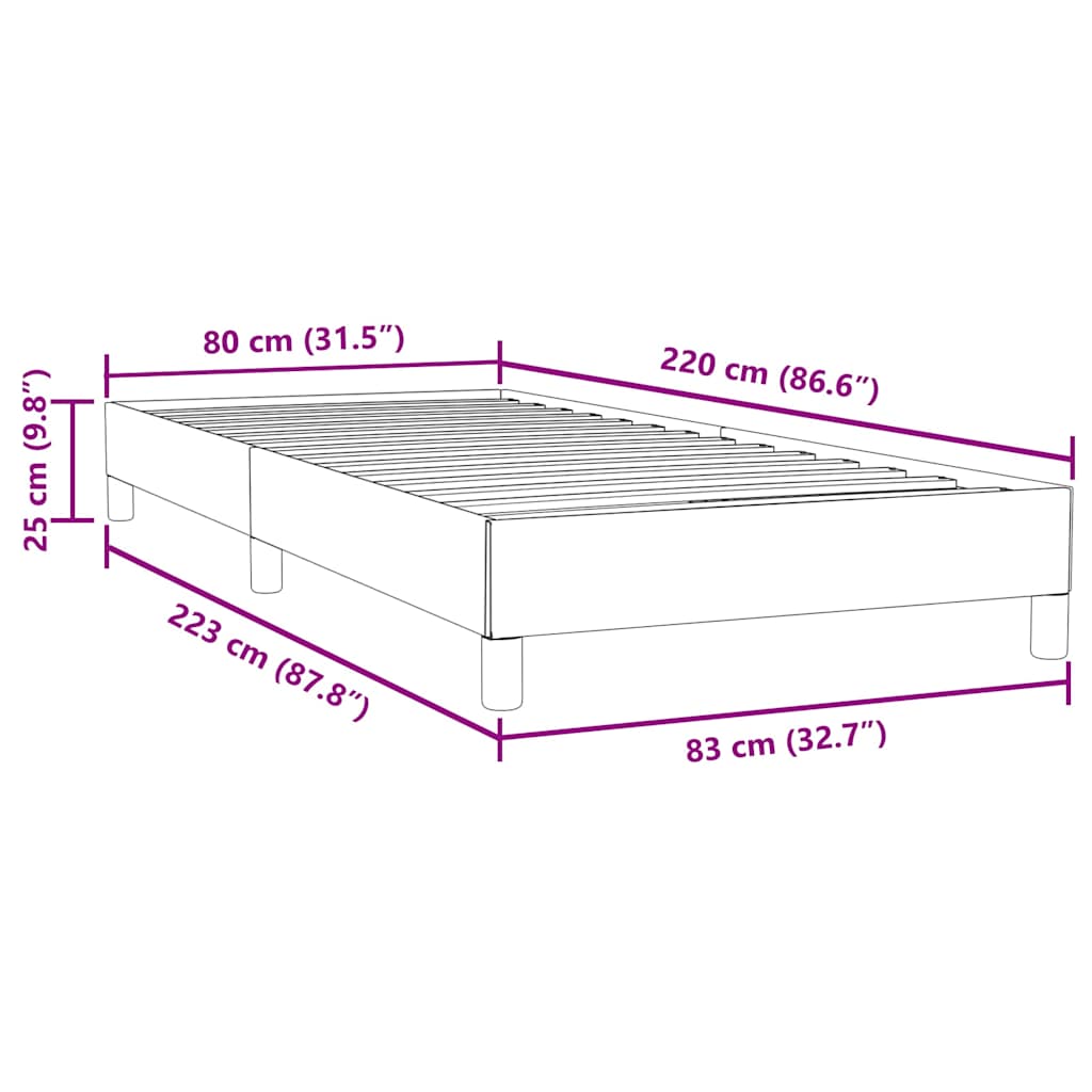 vidaXL Łóżko Box Spring bez materaca Czarne 80x220 cm Aksamit