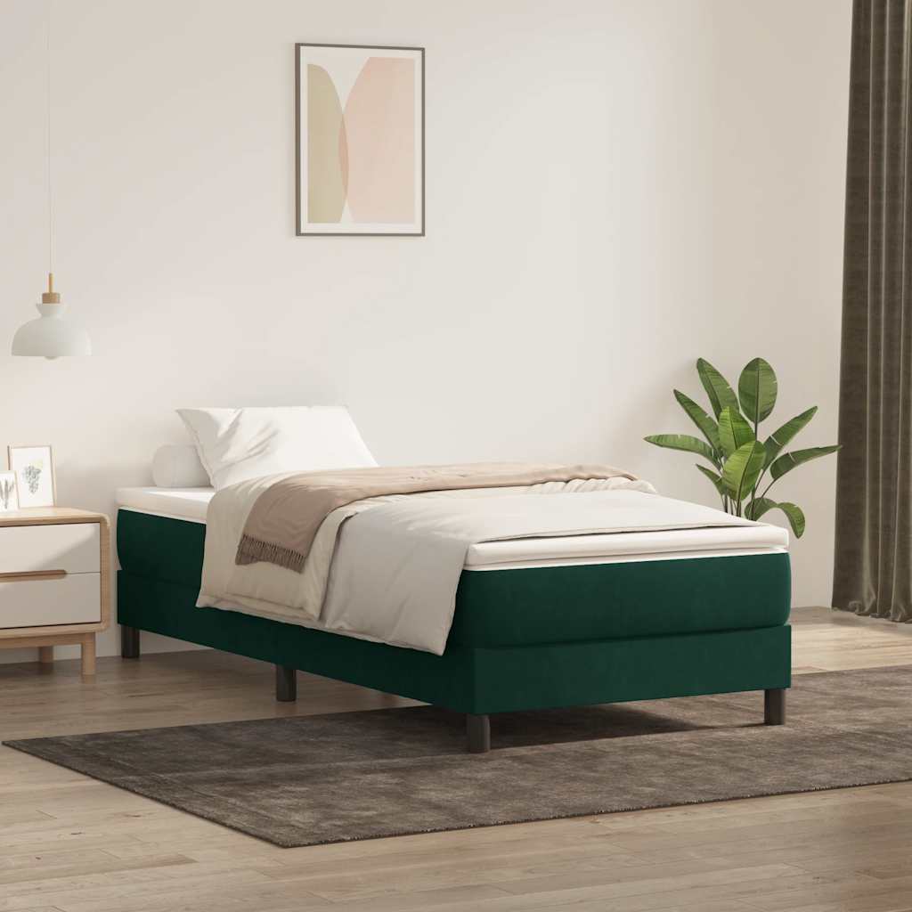 vidaXL Łóżko typu Box Spring bez materaca Ciemnozielone 80x220 cm