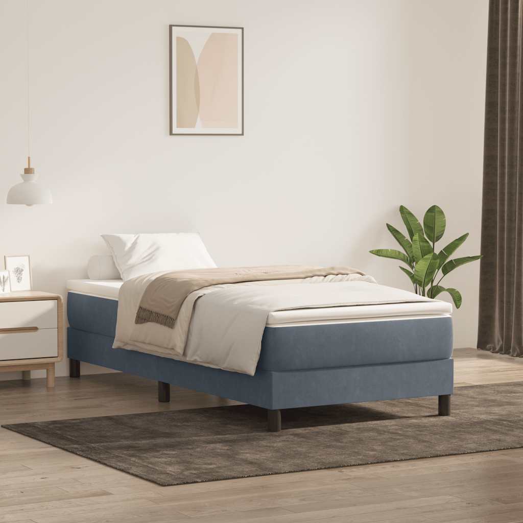 vidaXL Łóżko typu Box Spring bez materaca Ciemnoszary 90x220 cm