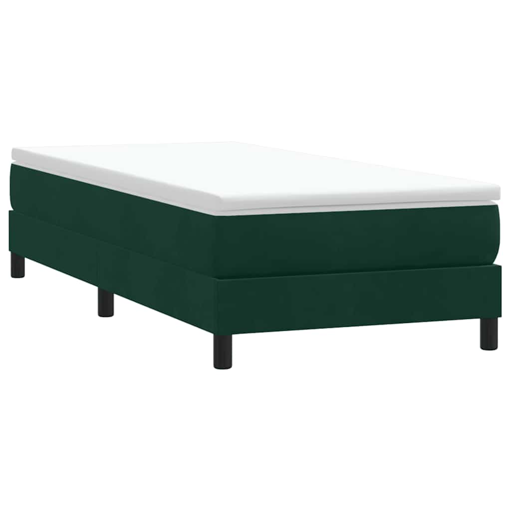 vidaXL Łóżko typu Box Spring bez materaca Ciemnozielone 90x220 cm