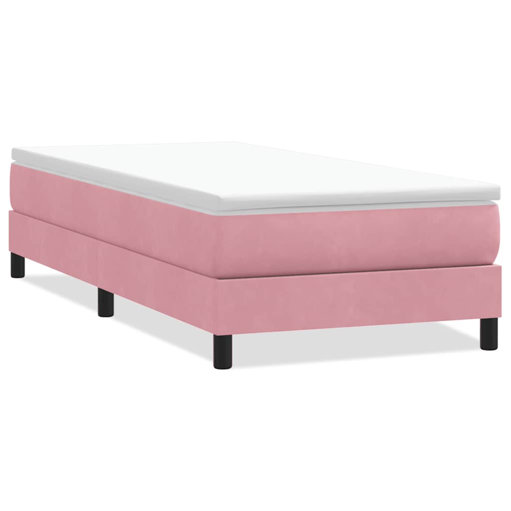 vidaXL Łóżko Box Spring bez materaca Różowe 90x220 cm Aksamit