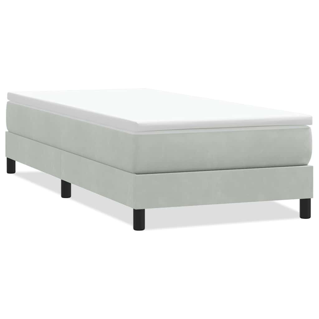 vidaXL Łóżko Box Spring bez materaca Jasnoszary 100x220 cm Aksamit