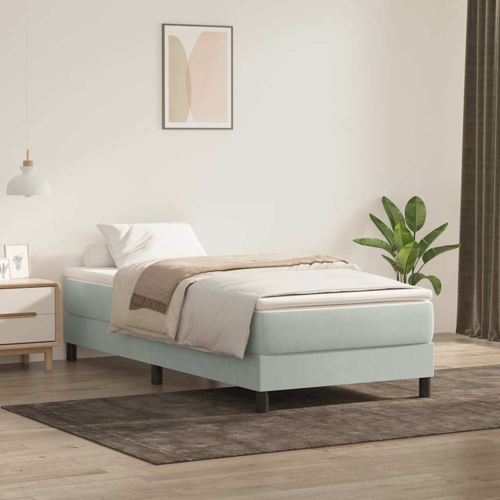 vidaXL Łóżko Box Spring bez materaca Jasnoszary 100x220 cm Aksamit