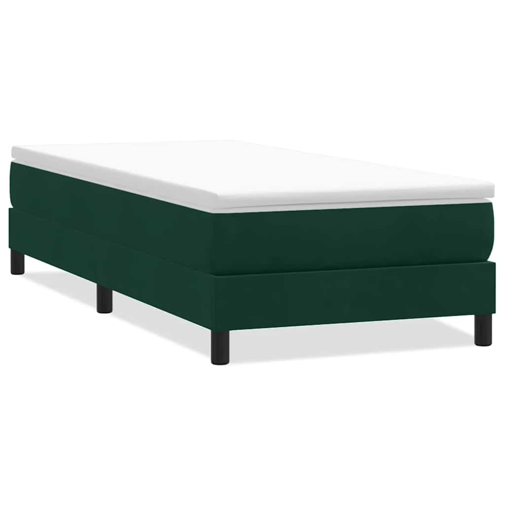 vidaXL Łóżko typu Box Spring bez materaca Ciemnozielone 100x220 cm
