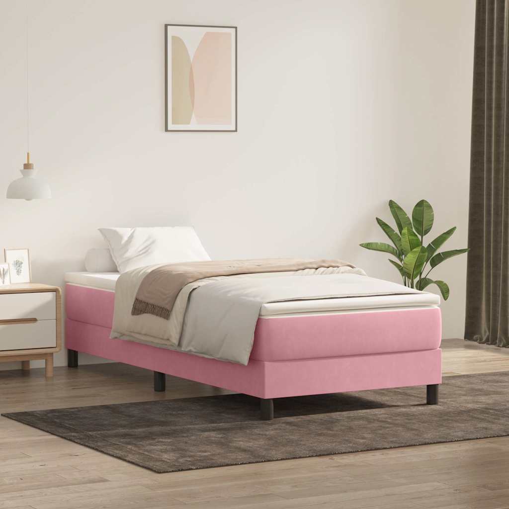 vidaXL Łóżko Box Spring bez materaca Różowe 100x220 cm Aksamit