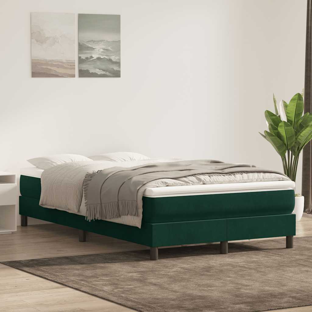 vidaXL Łóżko typu Box Spring bez materaca Ciemnozielone 120x220 cm