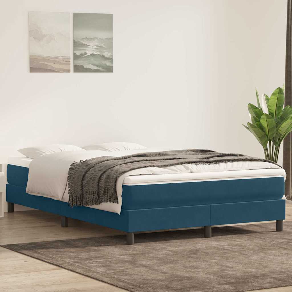 vidaXL Łóżko typu Box Spring bez materaca Ciemnoniebieskie 140x220 cm