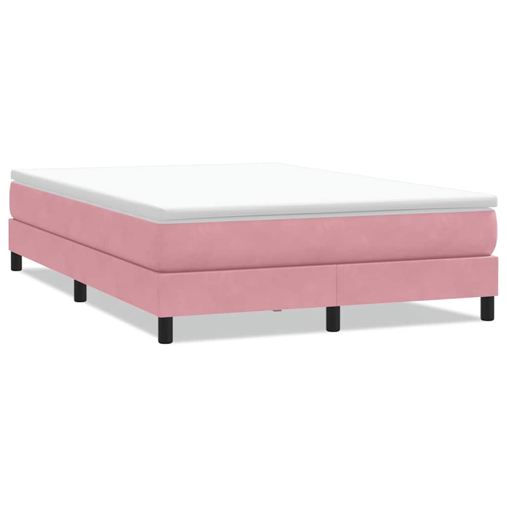 vidaXL Łóżko Box Spring bez materaca Różowe 140x220 cm Aksamit